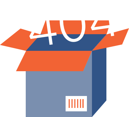 Eine illustrierte Box mit dem Schriftzug 404